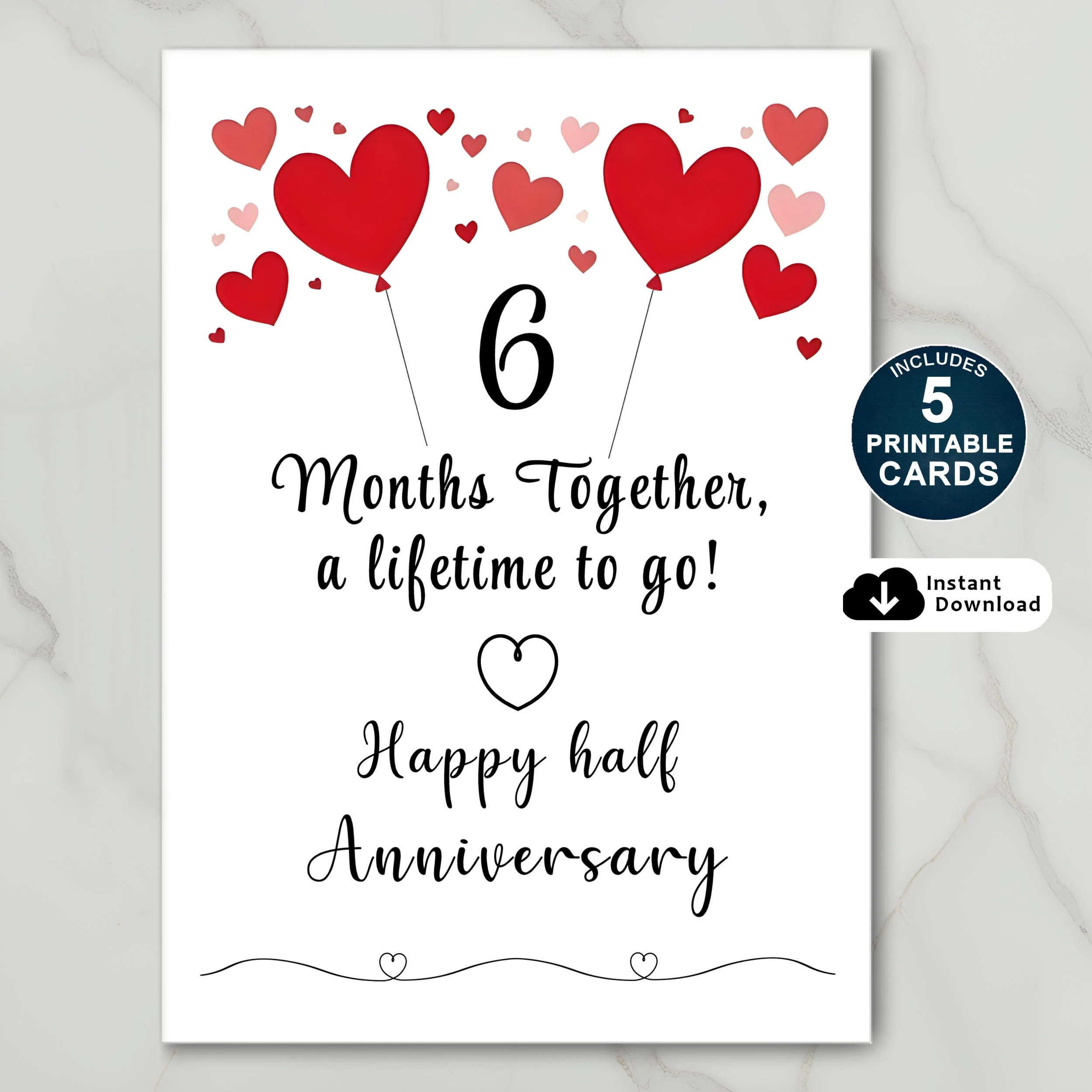 6 Month Anniversary Card Printable Cards For Wife husband PDF Etsy