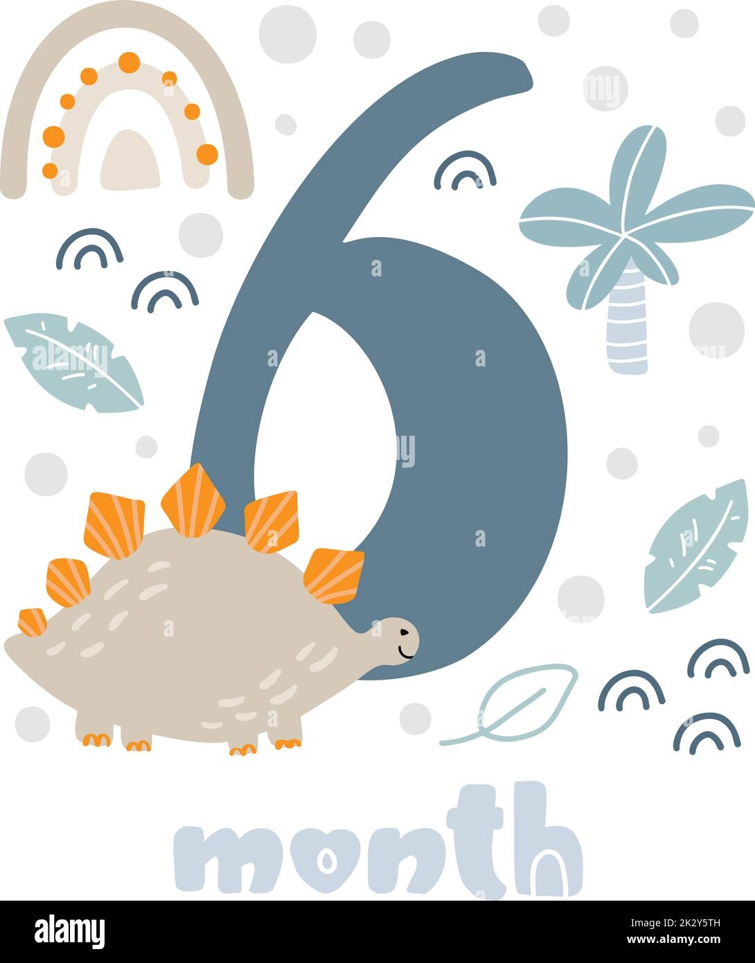 6 Six Months Baby Boy Anniversary Card Metrics Baby Shower Print With Cute Animal Dino Flowers And Palm Capturing All Special Moments Baby Stock Vector Image Art Alamy