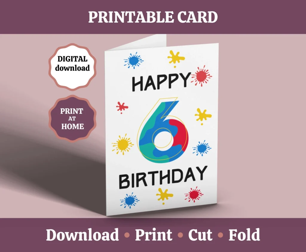 6th Birthday Card Printable Happy 6th Birthday Card 6 Year Old Birthday Card For Boys Card For Paintball Kids Birthday Digital Download Etsy Canada