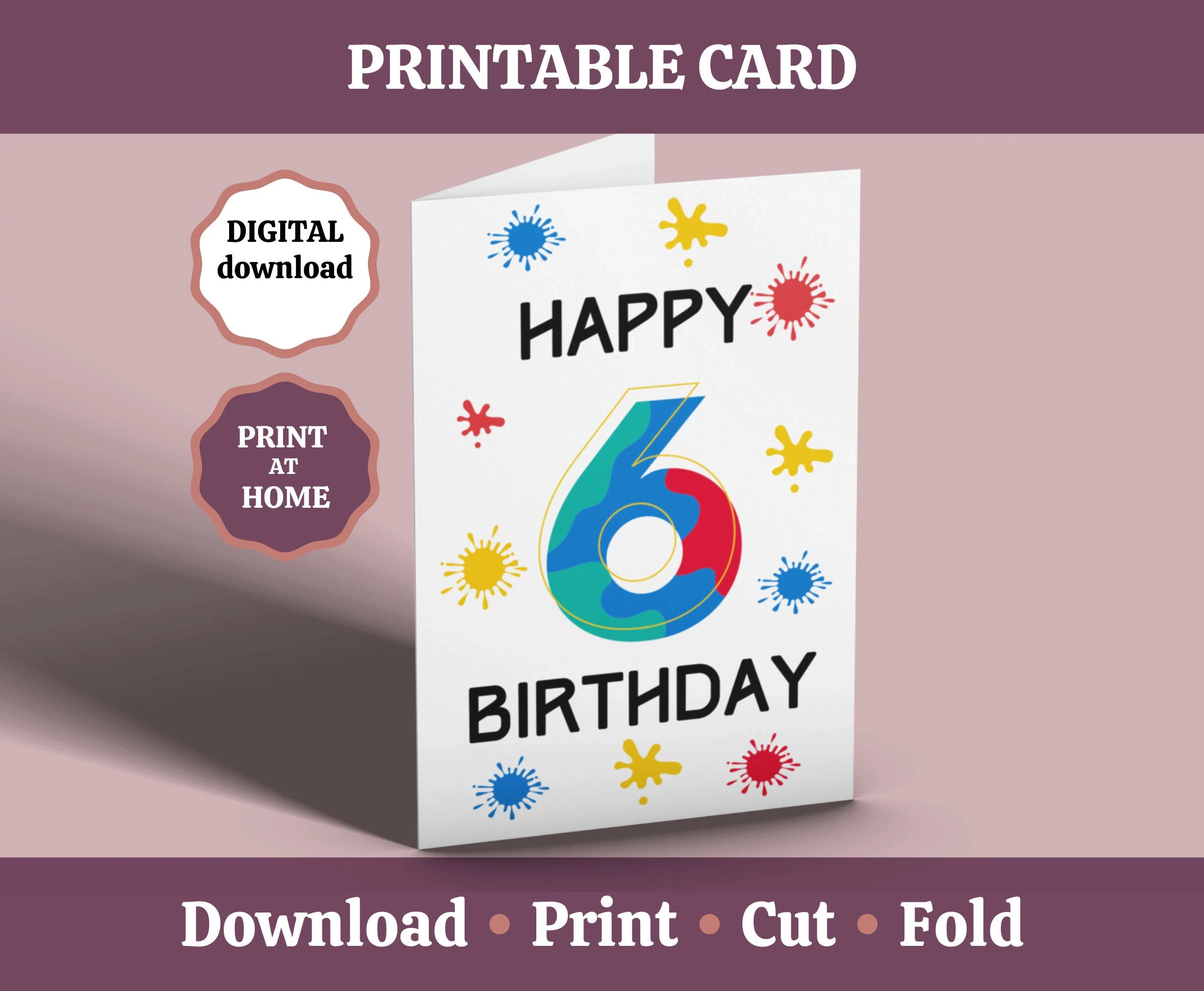 6th Birthday Card Printable Happy 6th Birthday Card 6 Year Old Birthday Card For Boys Card For Paintball Kids Birthday Digital Download Etsy Canada