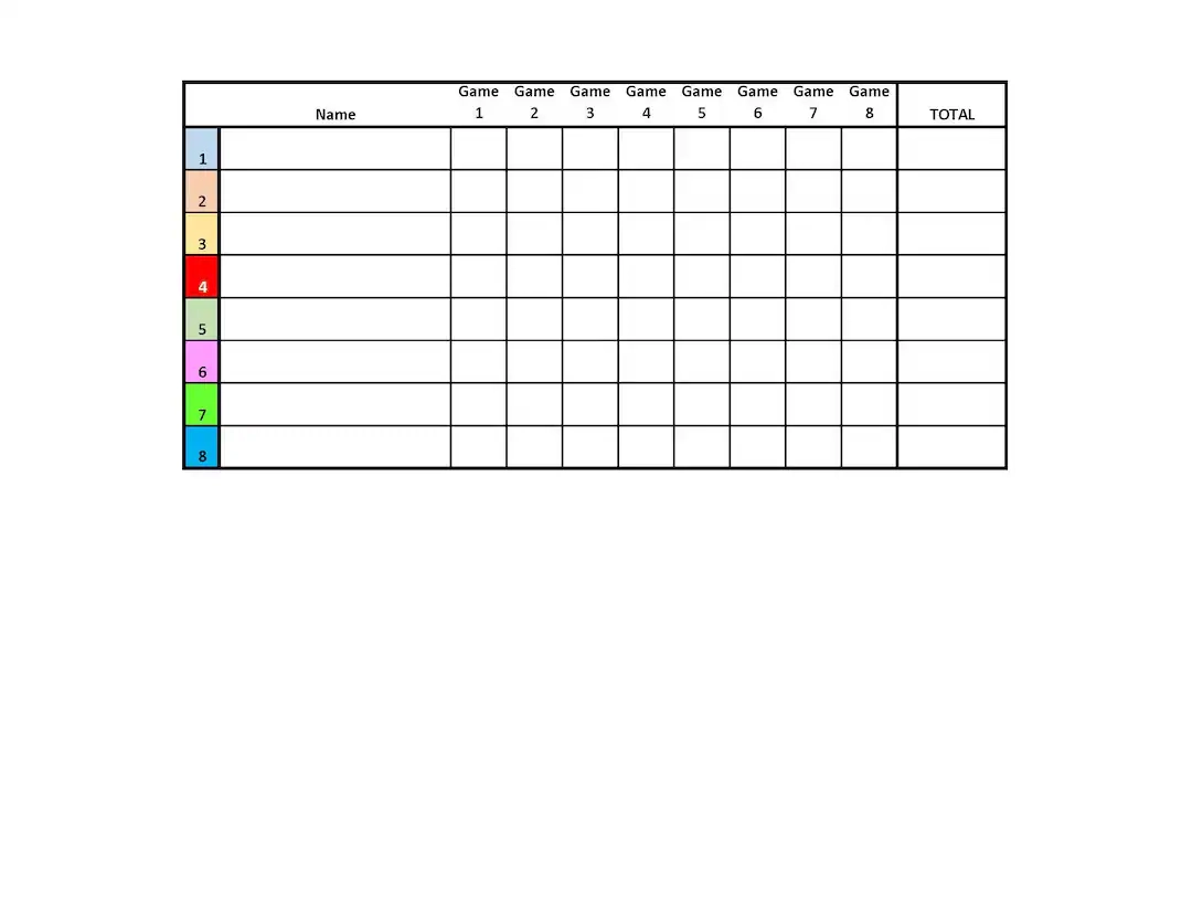 8 player Euchre Tournament Score Sheet And Rotations PDF Printable Color Etsy