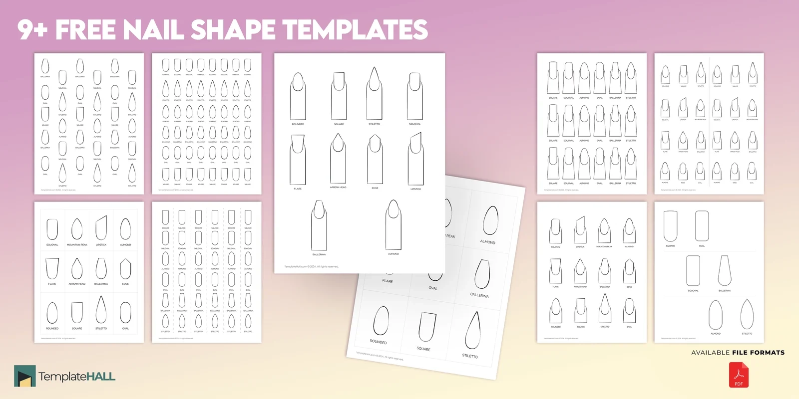 9 Printable Nail Shape Templates Free PDF Download 