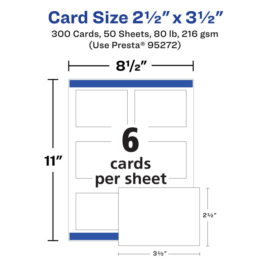 Amazon Avery Printable Rectangle Cards Sure Feed Technology 2 5 X 3 5 Matte White Cardstock Print to the Edge Laser Inkjet Cards 300 Total Office Products