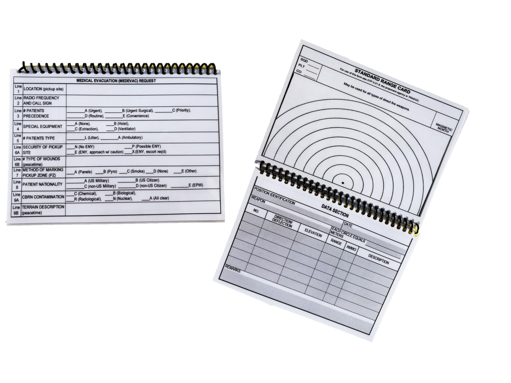 Amazon ROTC Products Laminated Re Usable US Army Reporting Templates 9 Line MEDEVAC SPOTREP Salute Call For Fire SITREP LOGSTAT Range Card Freeform Blank Office Products