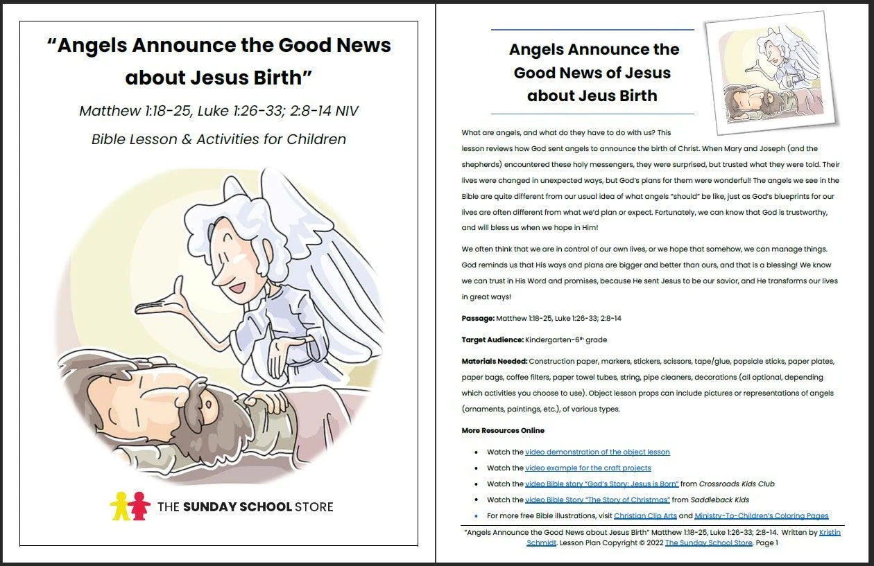 Angels Announce The Good News About Jesus Birth Matthew 1 18 25 Prin Sunday School Store