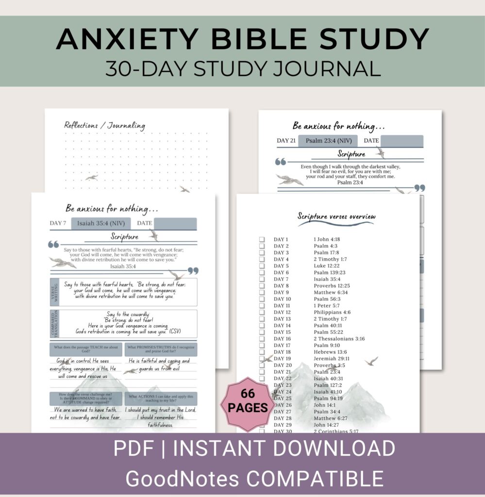 Anxiety Bible Study Guide Printable 30 day Daily Devotion Bible Journal Etsy