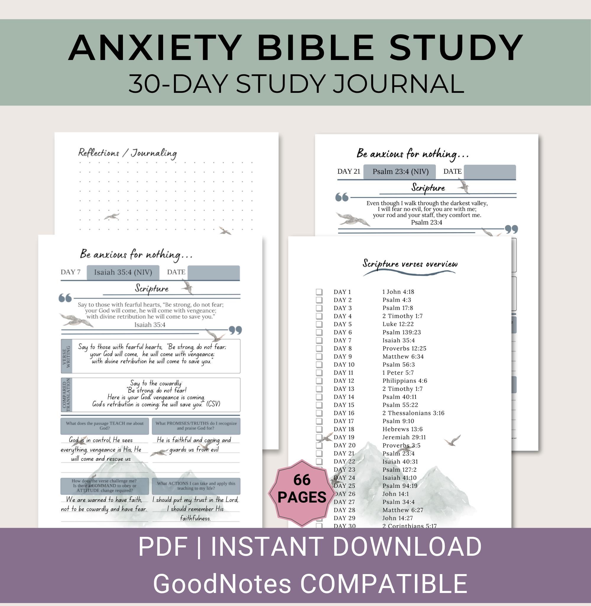 Anxiety Bible Study Guide Printable 30 day Daily Devotion Bible Journal Etsy