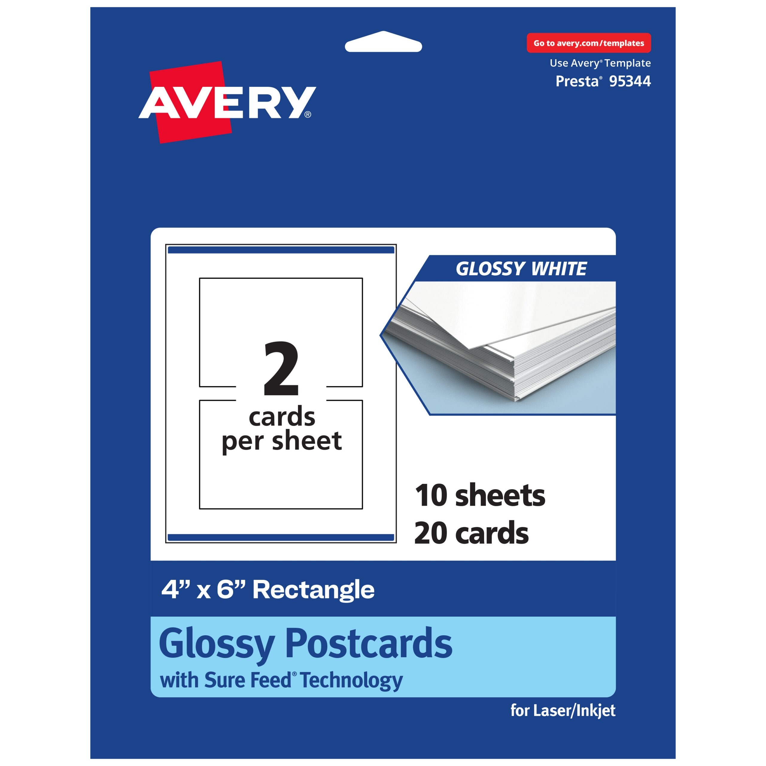 Avery Printable Rectangle Cards 4 X 6 Glossy White 20ct Walmart