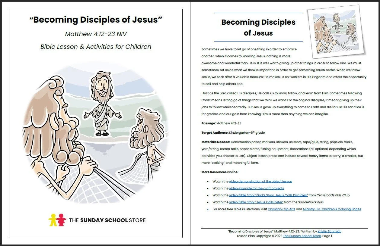 Becoming Disciples Of Jesus Matthew 4 12 23 Printable Bible Lesson Sunday School Store