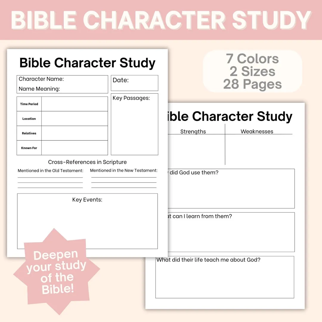 Bible Character Study Printable Bible Study Bible Study Guide Tool IPad Goodnotes Bible Study Colorful Bible Study Study PDF Group Etsy