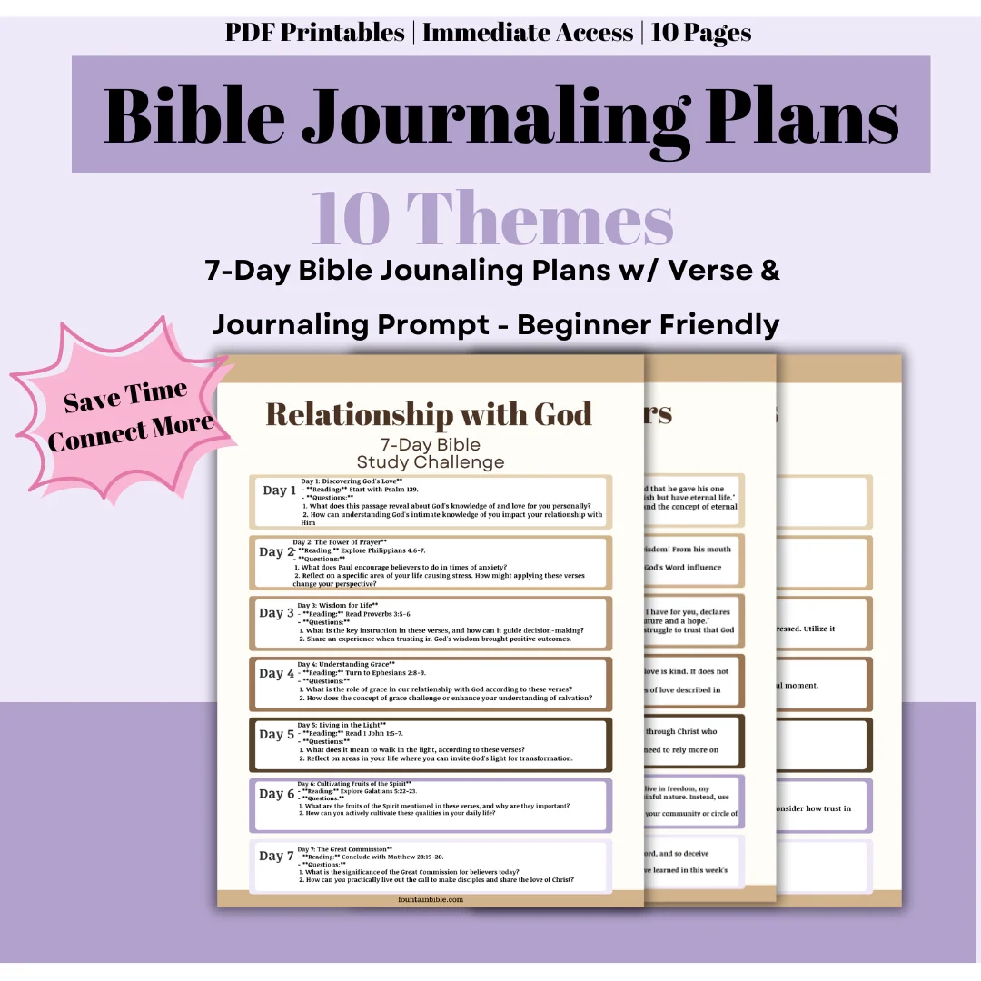Bible Reading Plans By Theme Digital Printable Fountain Bible