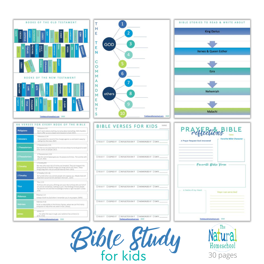 Bible Study For Kids 30 page Set The Natural Homeschool Shop