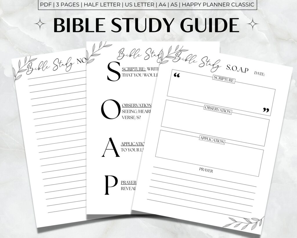 Bible Study Guide Printable SOAP Bible Study Template Minimalist Bible Study PDF SOAP Bible Study Guide Floral Etsy