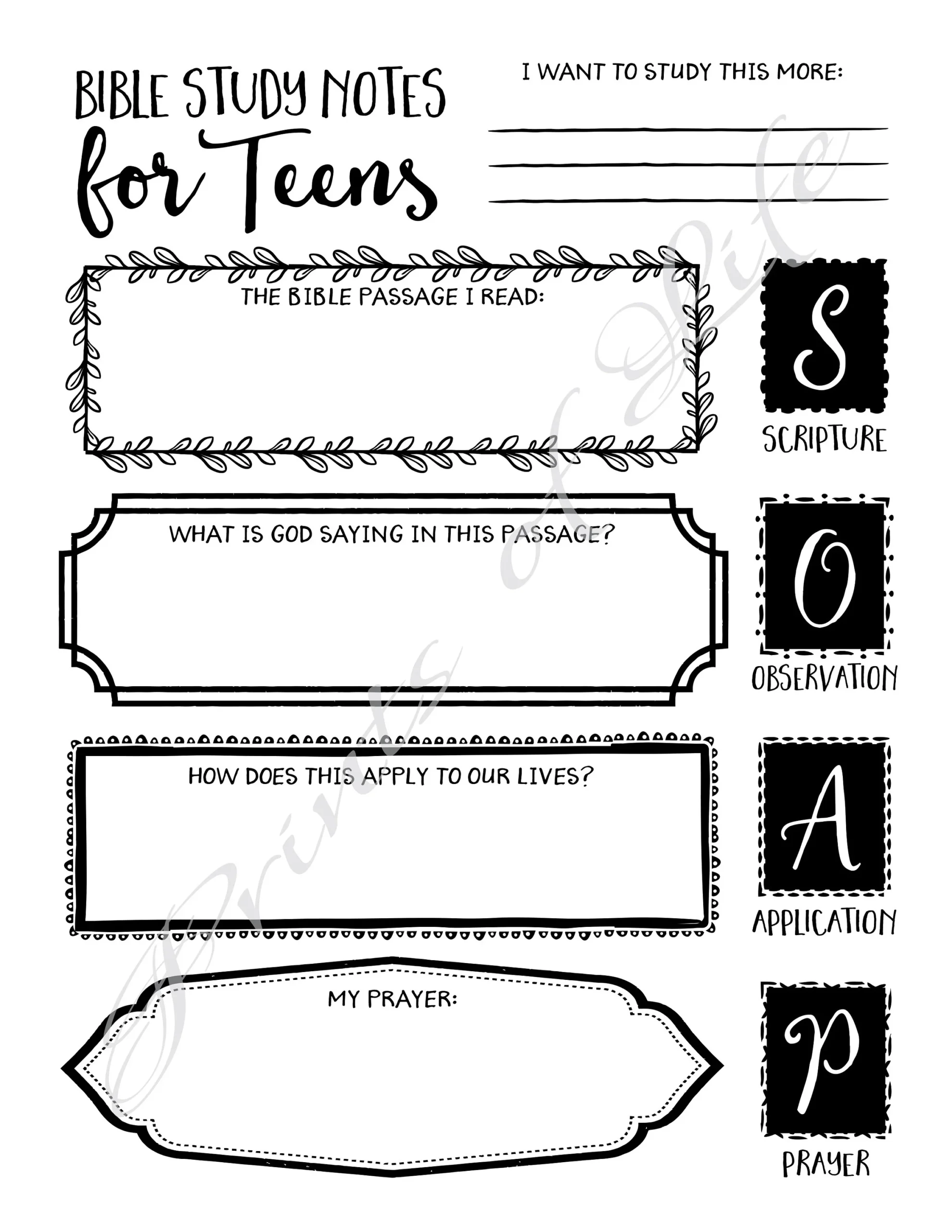 Bible Study Journal Notes For Teens Instant Download Printable SOAP Boys Girls Kids Youth Children Worksheet Guide Planner Log Etsy Israel