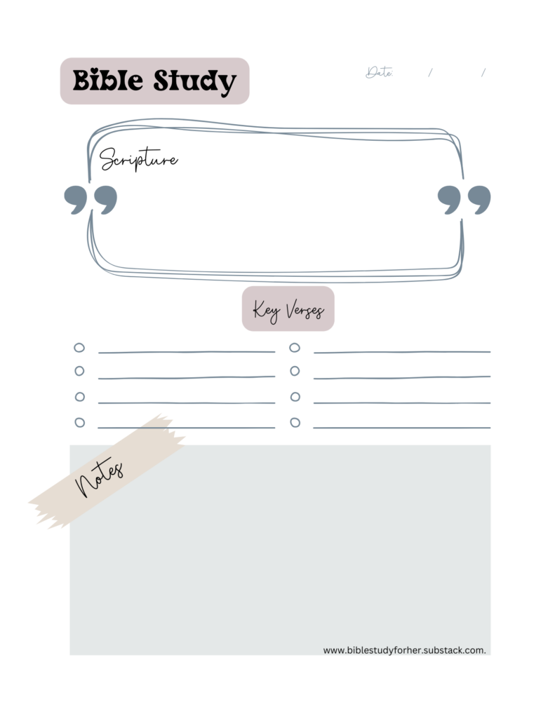 Bible Study Notes Template PDF By Heather Bixler