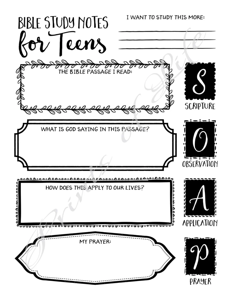 Bible Study Set For Teens Worship Prayer Notes Bookmarks Instant Download Printable Sermon Planner Kit Boys Girls Youth Kids Etsy