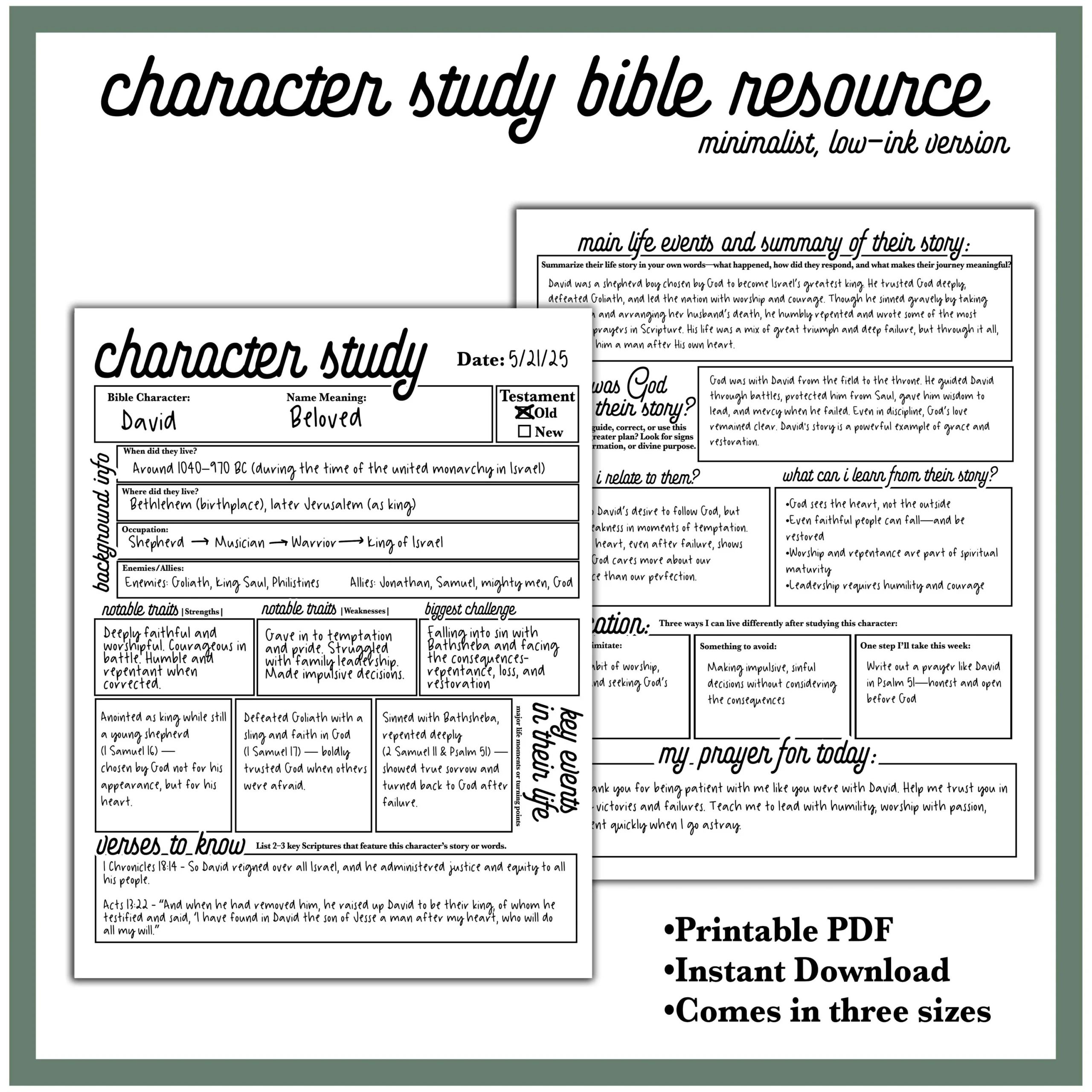 Bible Study Sheets Etsy
