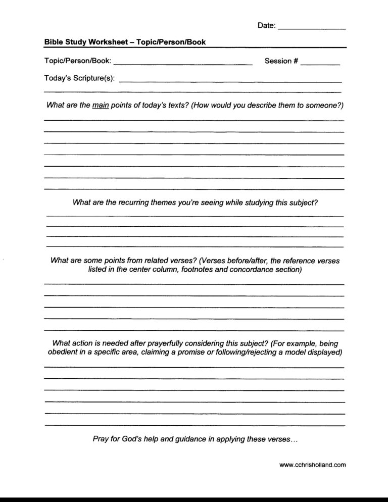 Free Printable Bible Study Guides Worksheets - We Love Printables