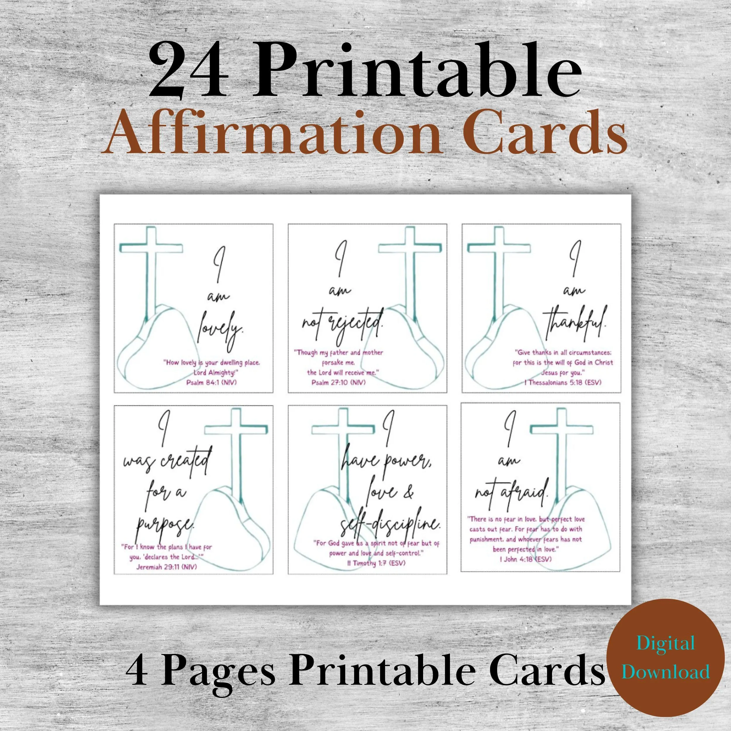 Biblical Affirmation Cards Digital Printable Cards Daily Encouragement Gifts Vision Board Cards Printable Cards Meditation Cards Etsy