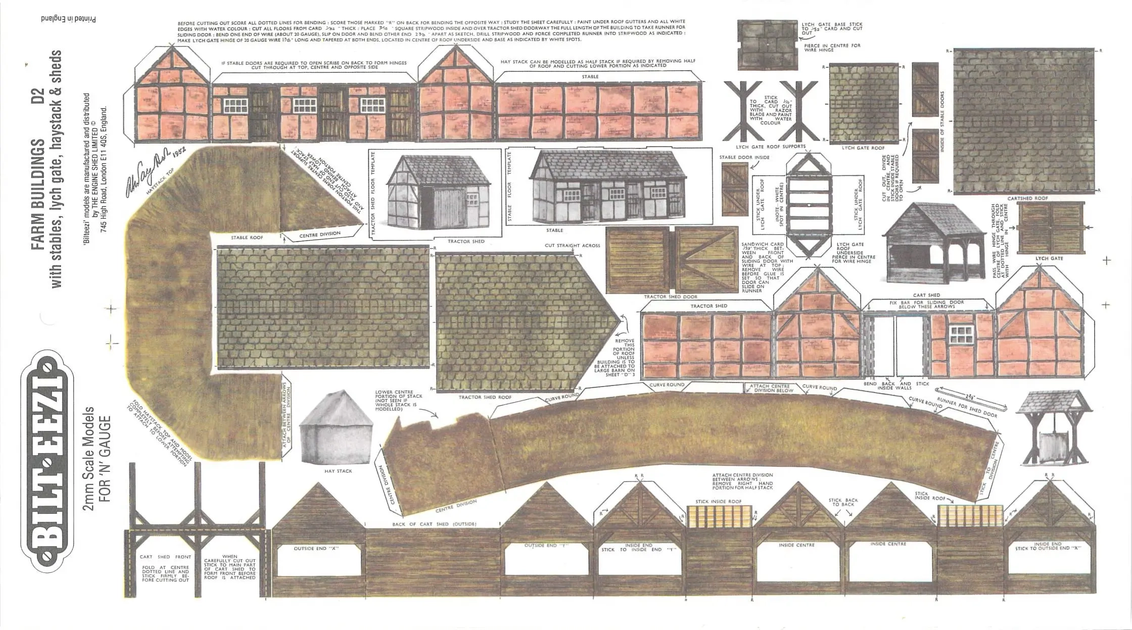 BILTEEZI 2mm N Farm Buildings Building Kit Sheet No D2