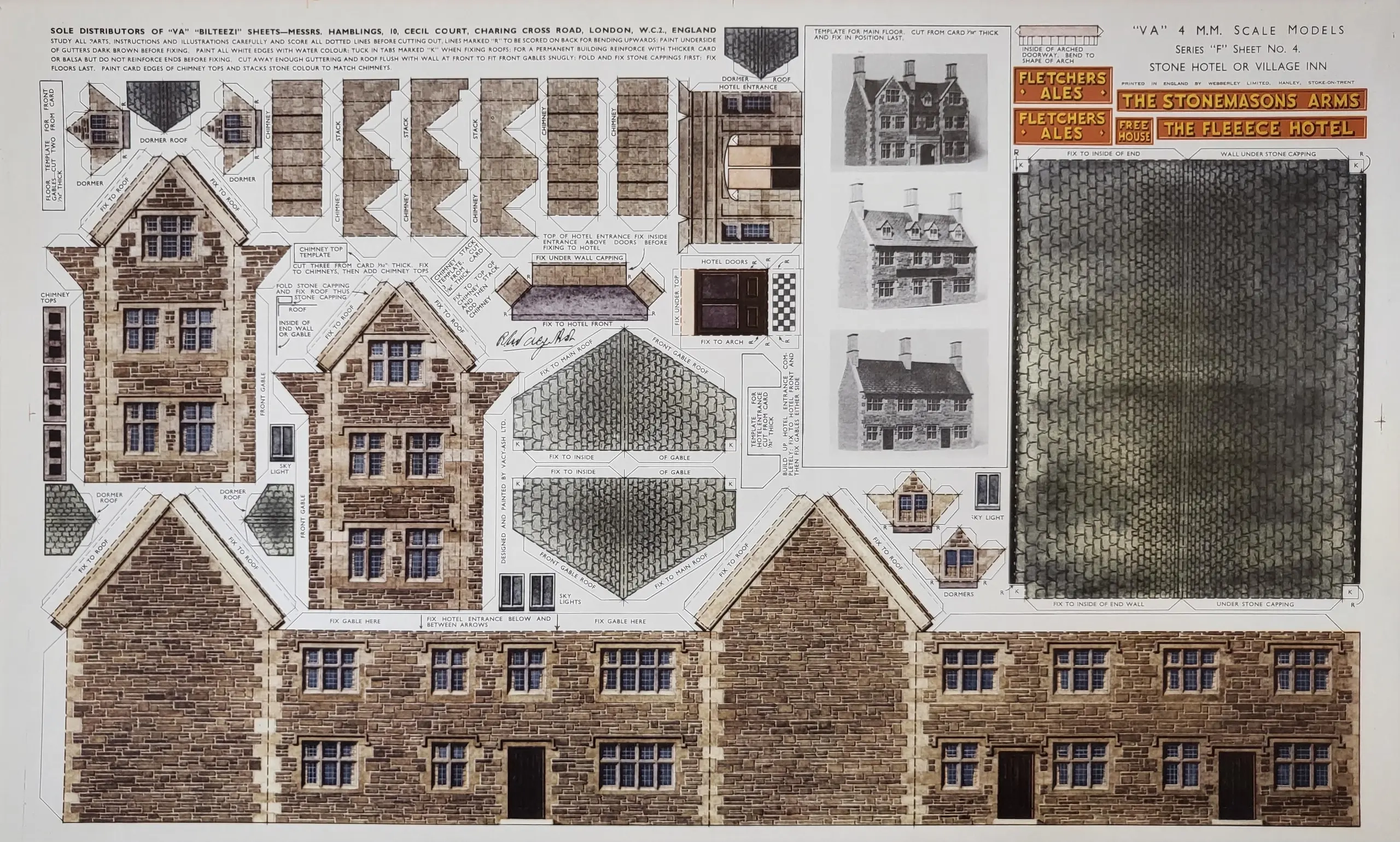 BILTEEZI 4mm OO Hotel Country Inn Manor House Building Kit Sheet No F4