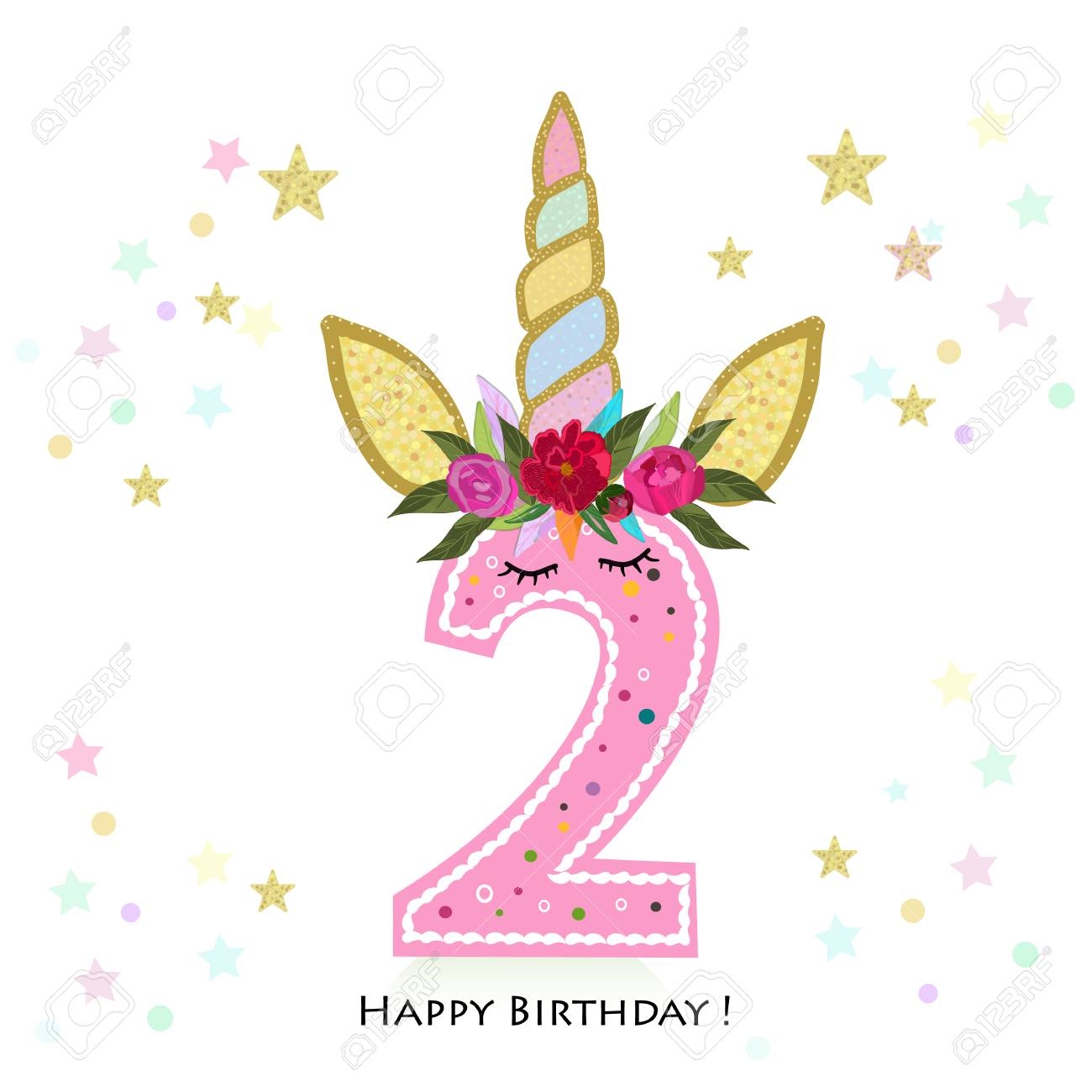 Birthday Greeting Card Design For 2 Year Old Template Royalty Free SVG Cliparts Vectors And Stock Illustration Image 108457199 