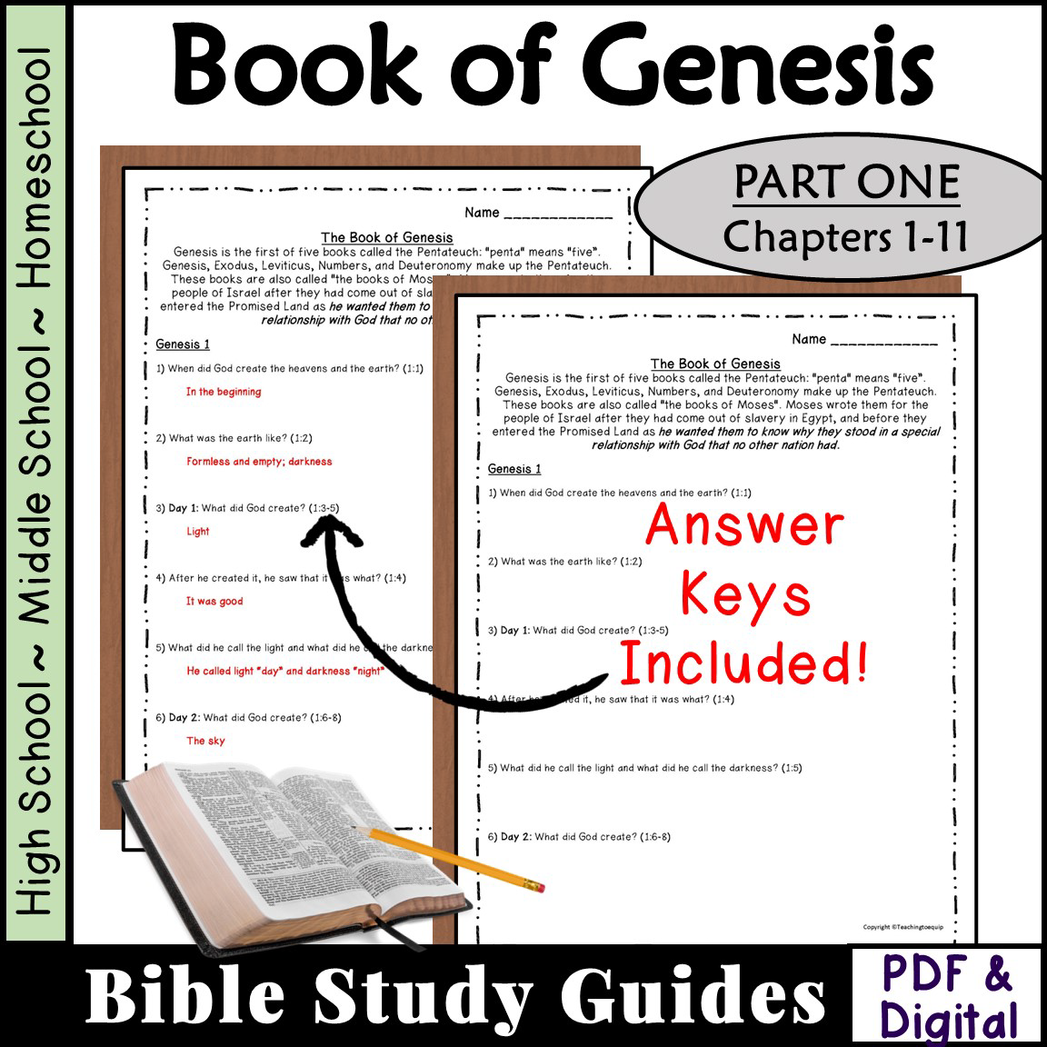 Book Of Genesis Bible Study Questions CH 1 11 Made By Teachers