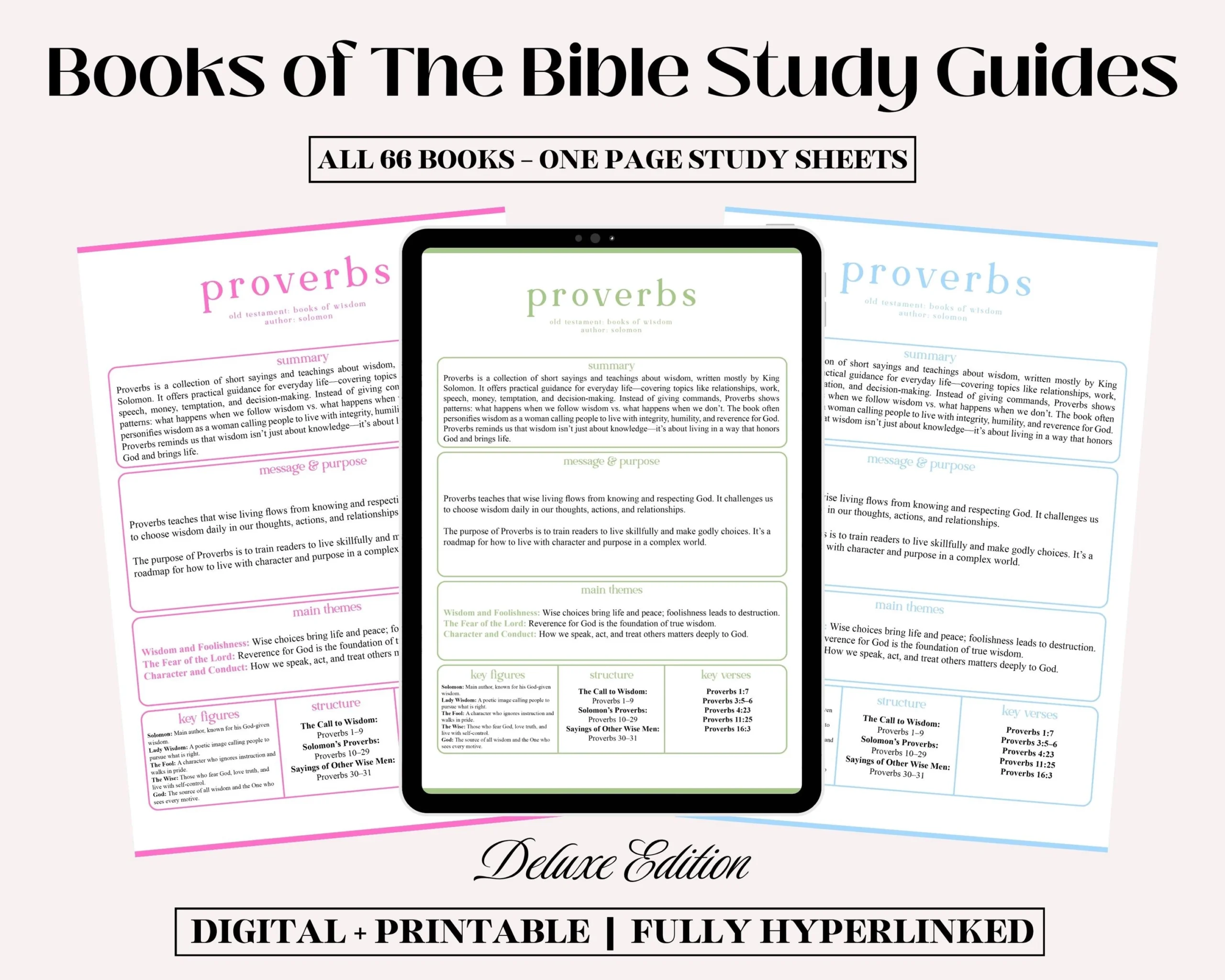 Books Of The Bible Study Guides Deluxe Edition digital Printable 66 One page Summaries Bonus Guide Etsy