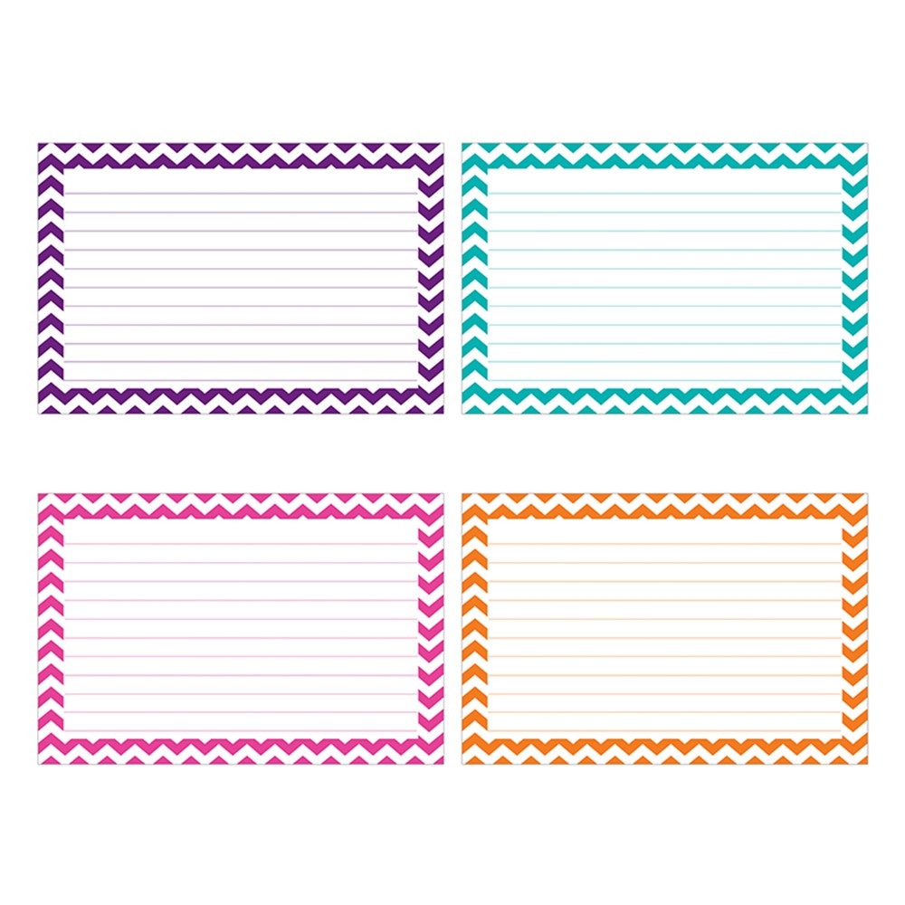 Border Index Cards 3 X 5 Lined Chevron Asst 75ct TOP3550 Top Notch Teacher Products Index Cards