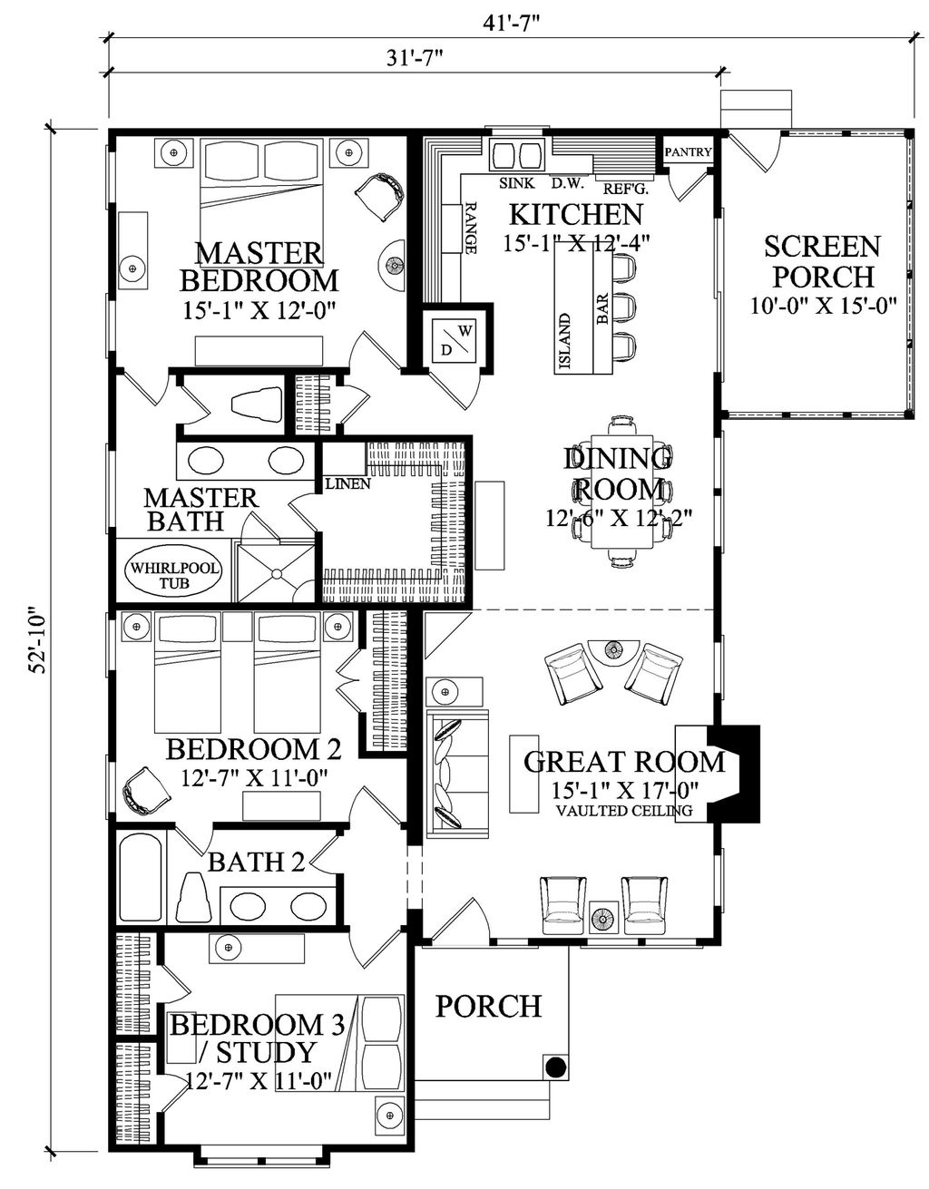 Bungalow Style House Plan 3 Beds 2 Baths 1504 Sq Ft Plan 137 270 Eplans