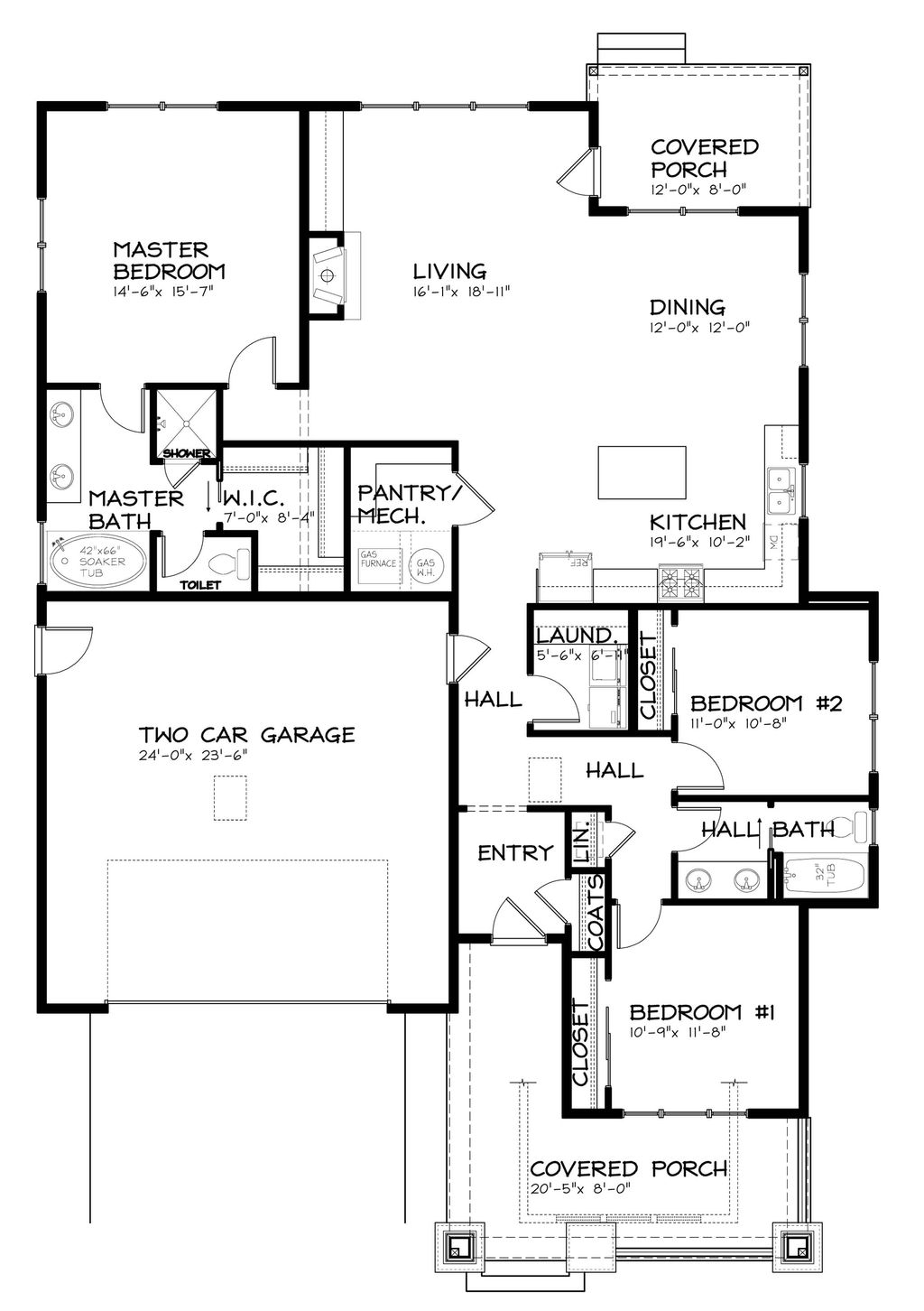 Bungalow Style House Plan 3 Beds 2 Baths 1792 Sq Ft Plan 434 7 Eplans