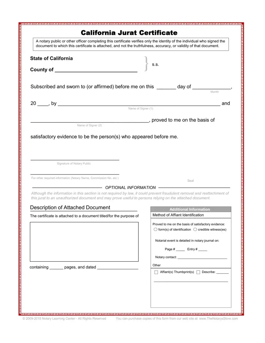 California Jurat Form Fill Out Printable PDF Forms