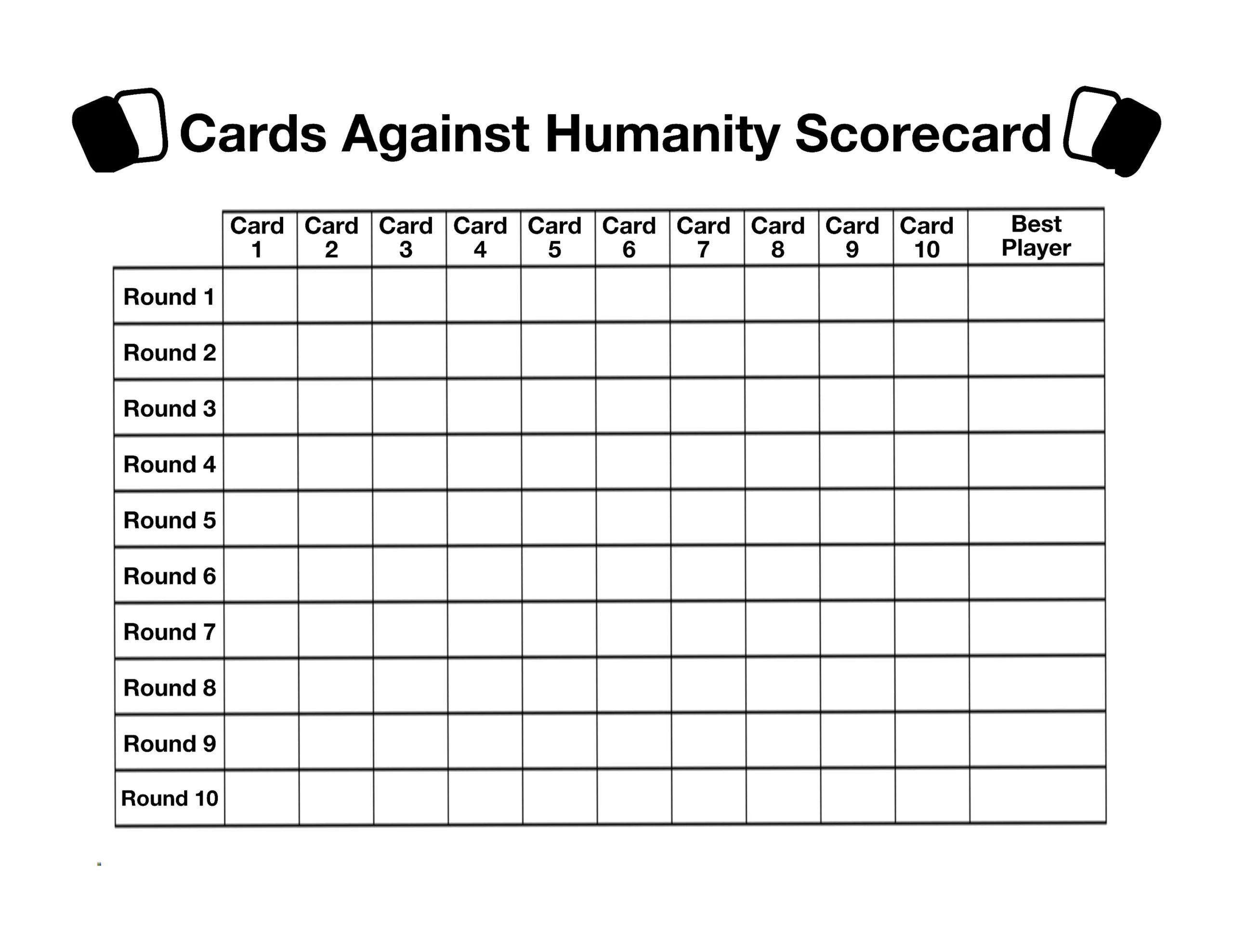 Cards Against Humanity Scorecard Printable 4 Per Sheet Digital File Letter Size Instant Download DIY Printable File For Game Etsy Cards Against Humanity Scorecard Printable 4 Per Sheet Digital File Letter Size Instant Download DIY Printable File For Game Etsy