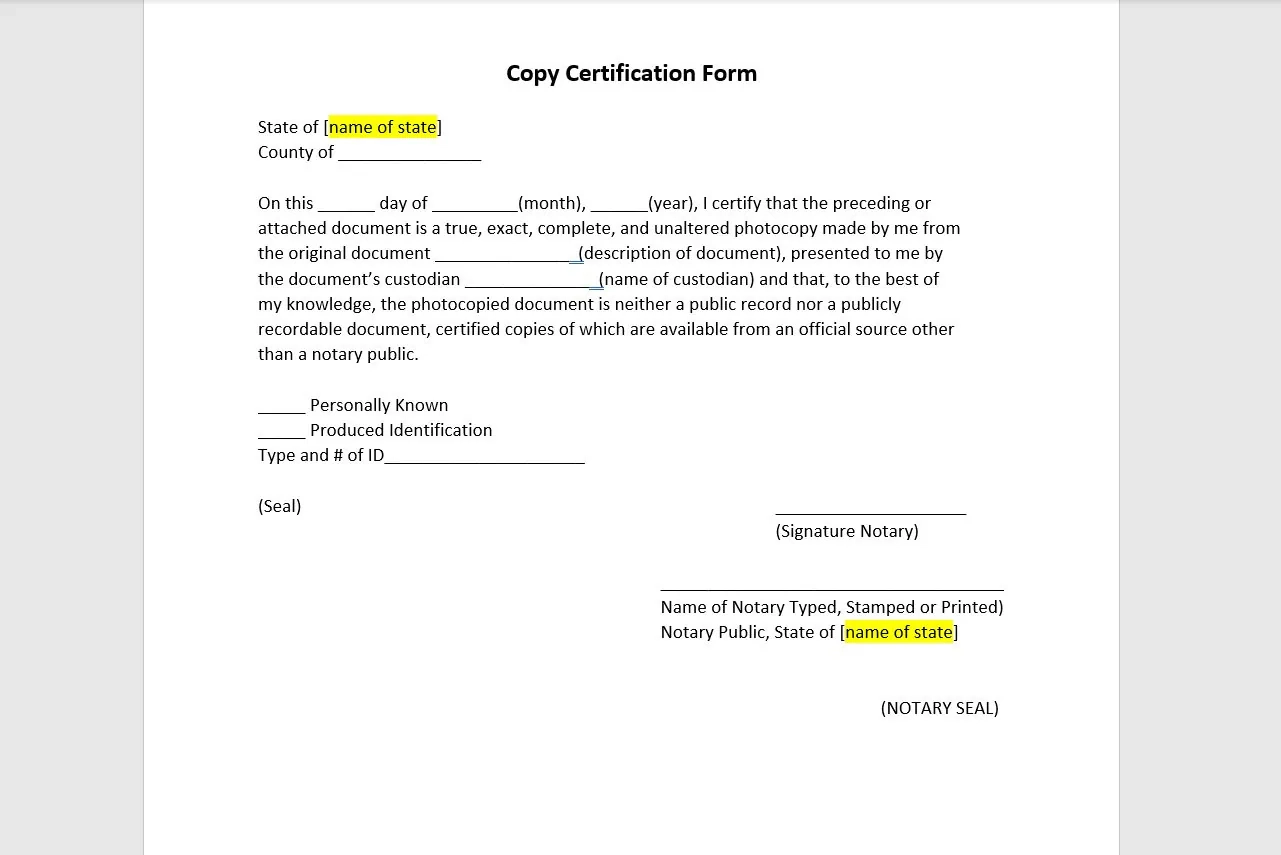 Certification Notary Acknowledgement Form Notary Acknowledgement Form Template Notary Acknowledgement Simple Letter Word Template Etsy