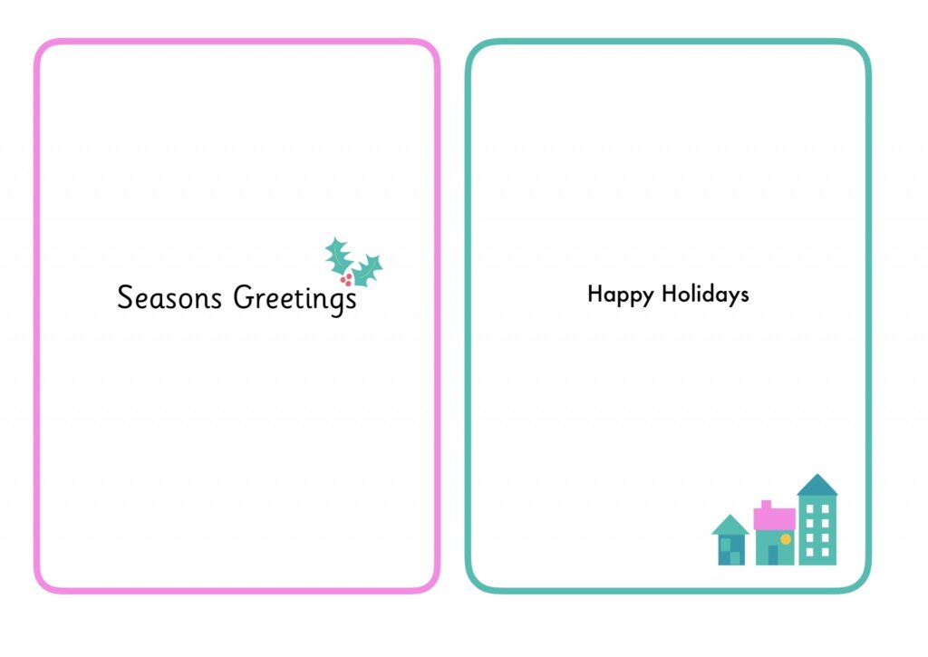 Christmas Card Inserts With Small Images Printable Teaching Resources Print Play Learn
