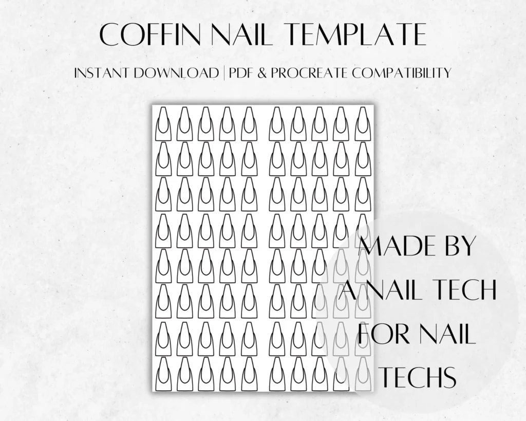 Coffin Nail Template Design Practice digital Download Etsy