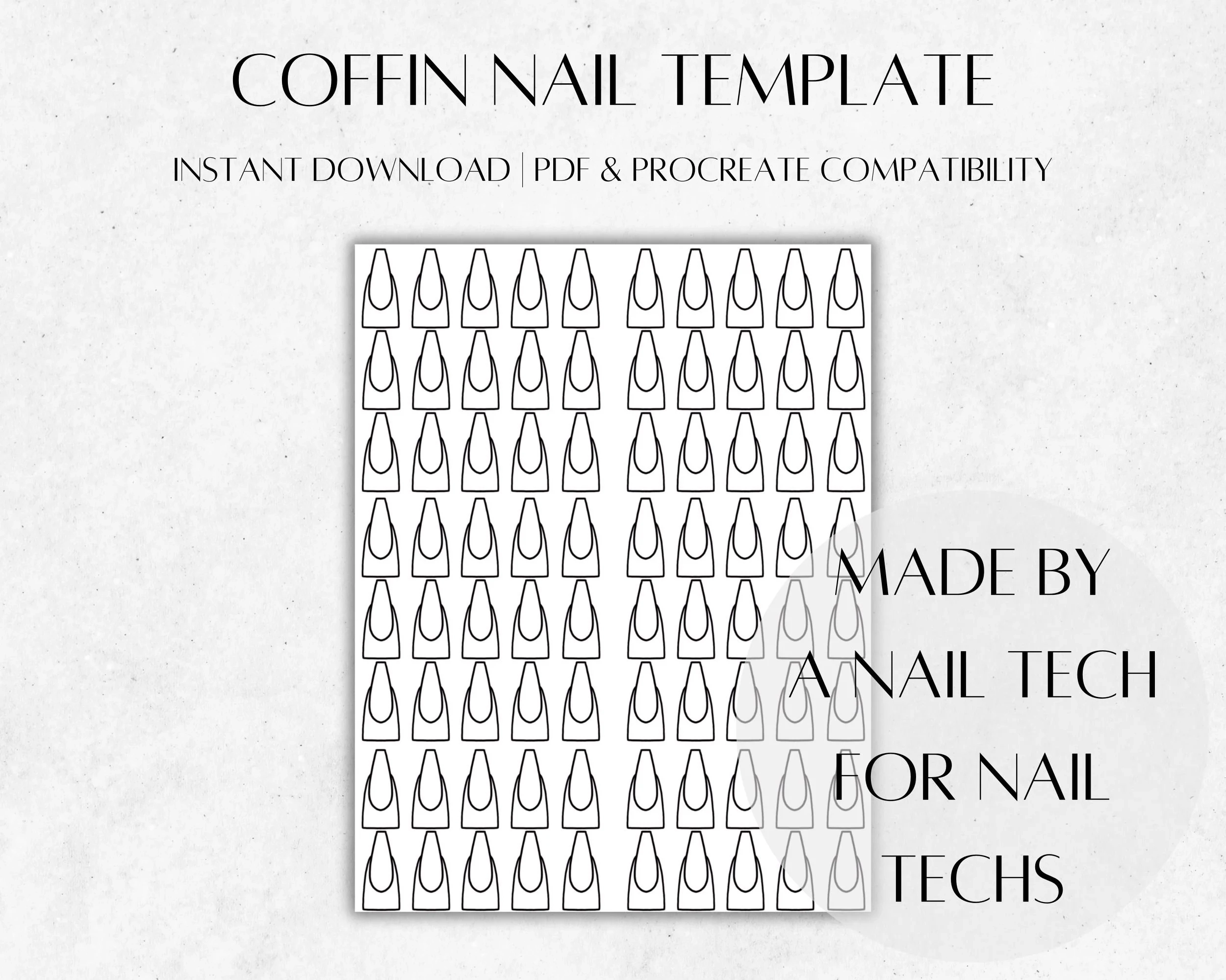Coffin Nail Template Design Practice digital Download Etsy