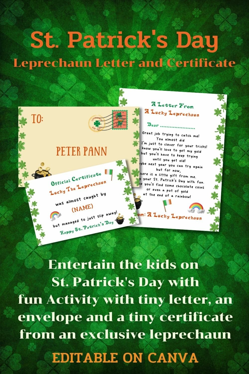 Customizable Leprechaun Letter Leprechaun Trap Certificate