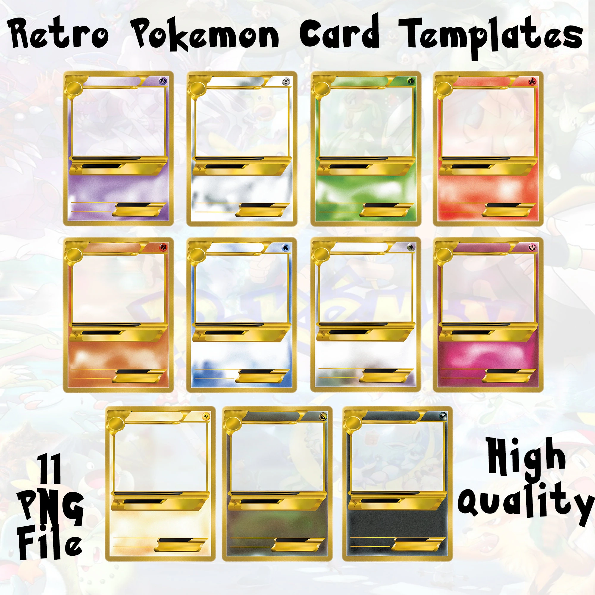 Customizable Pokemon Card Templates Pack Distressed Design D g tal Download 5x7 Digital Download Create Your Own Personalized Card Etsy Israel