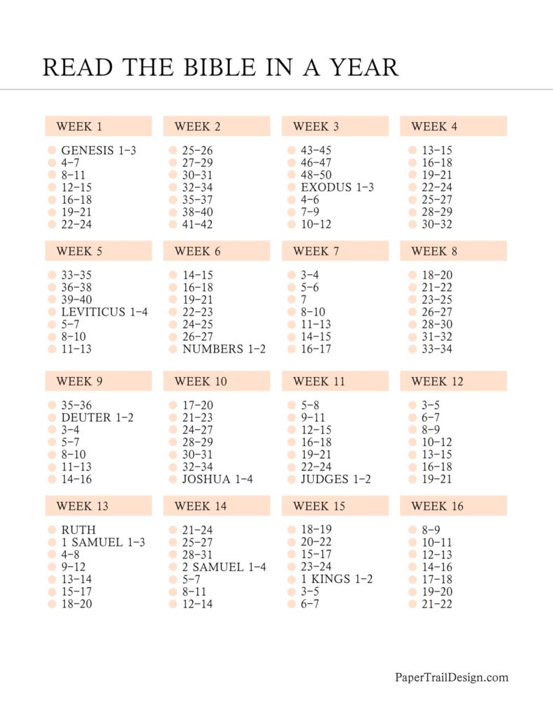 Daily Bible Reading Plan Printable Paper Trail Design