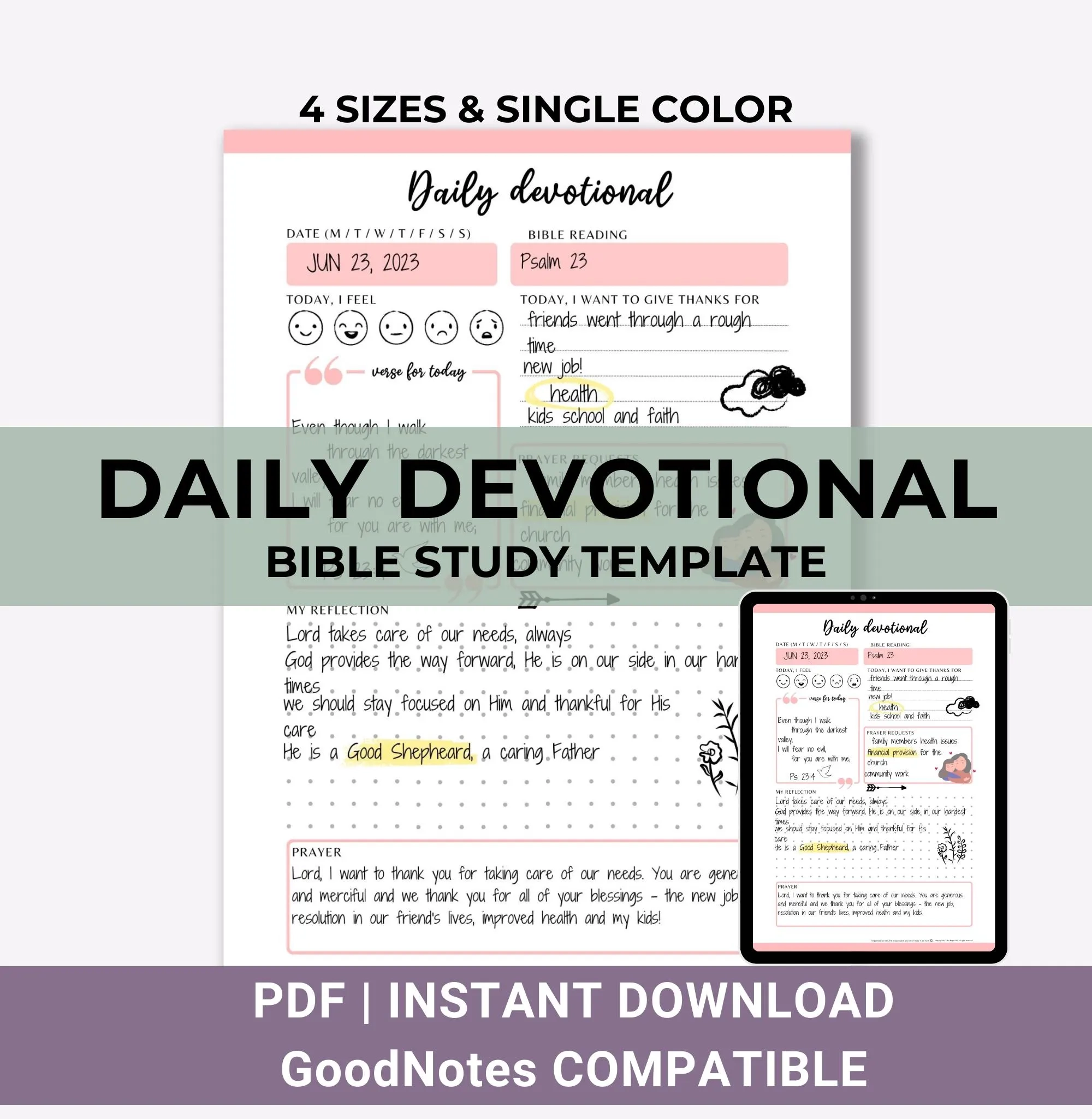Daily Devotional Journal Bible Study Printable Quiet Time Notes Digital Bible Study Christian Journal Faith Planner Inserts PDF Etsy