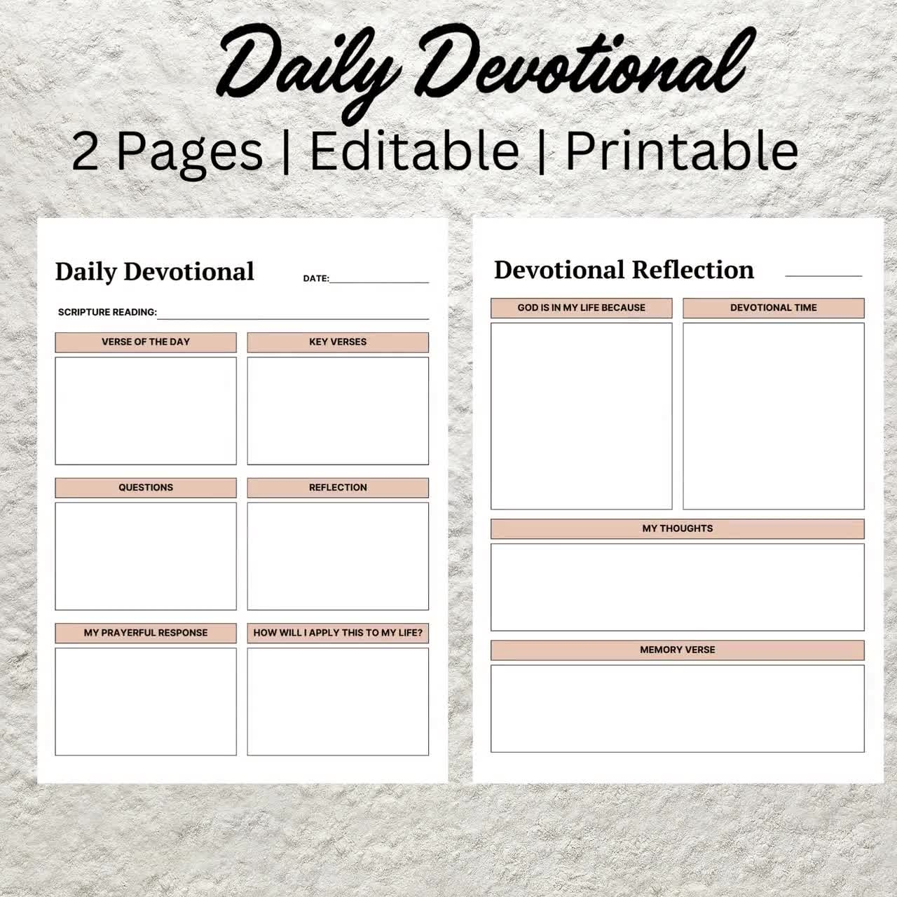 Daily Devotional Journal Template Printable Bible Study canva Editable Etsy
