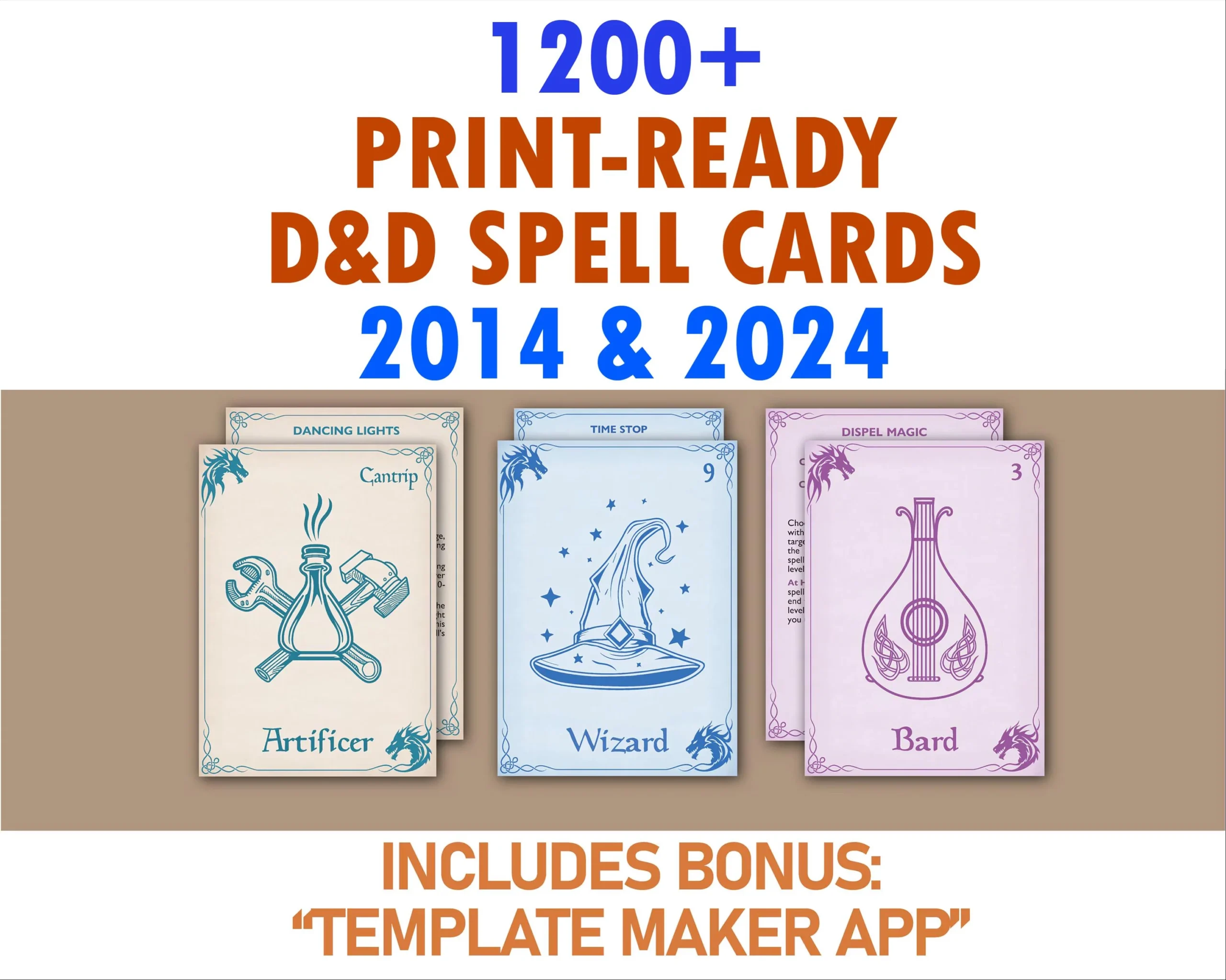 Dnd 5e Spell Cards Bundle 1200 Printable Cards digital Download Etsy