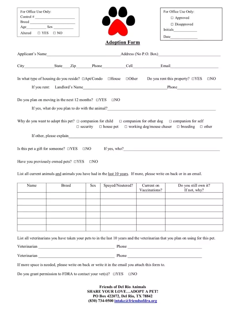 Dog Adoption Application Fill Out Printable PDF Forms