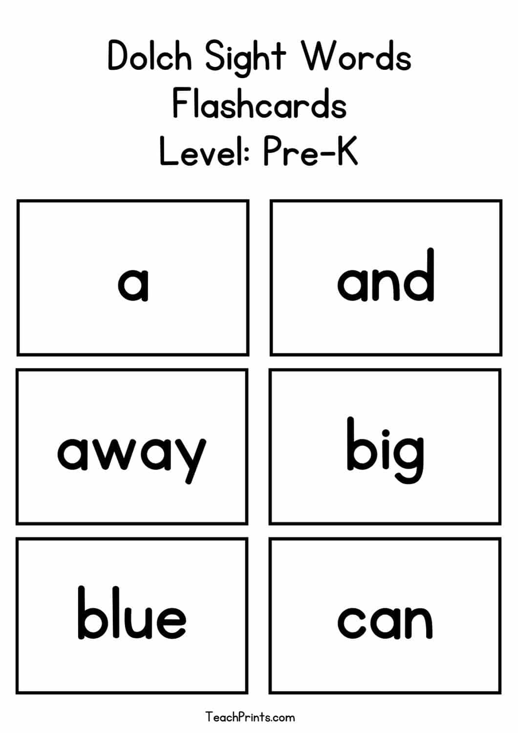 Dolch Sight Words Flashcards Free And Printable Teach Prints