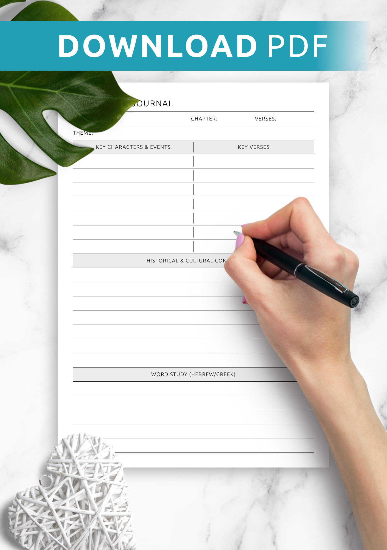 Download Printable Bible Study Journal Template PDF For Your Bible Study