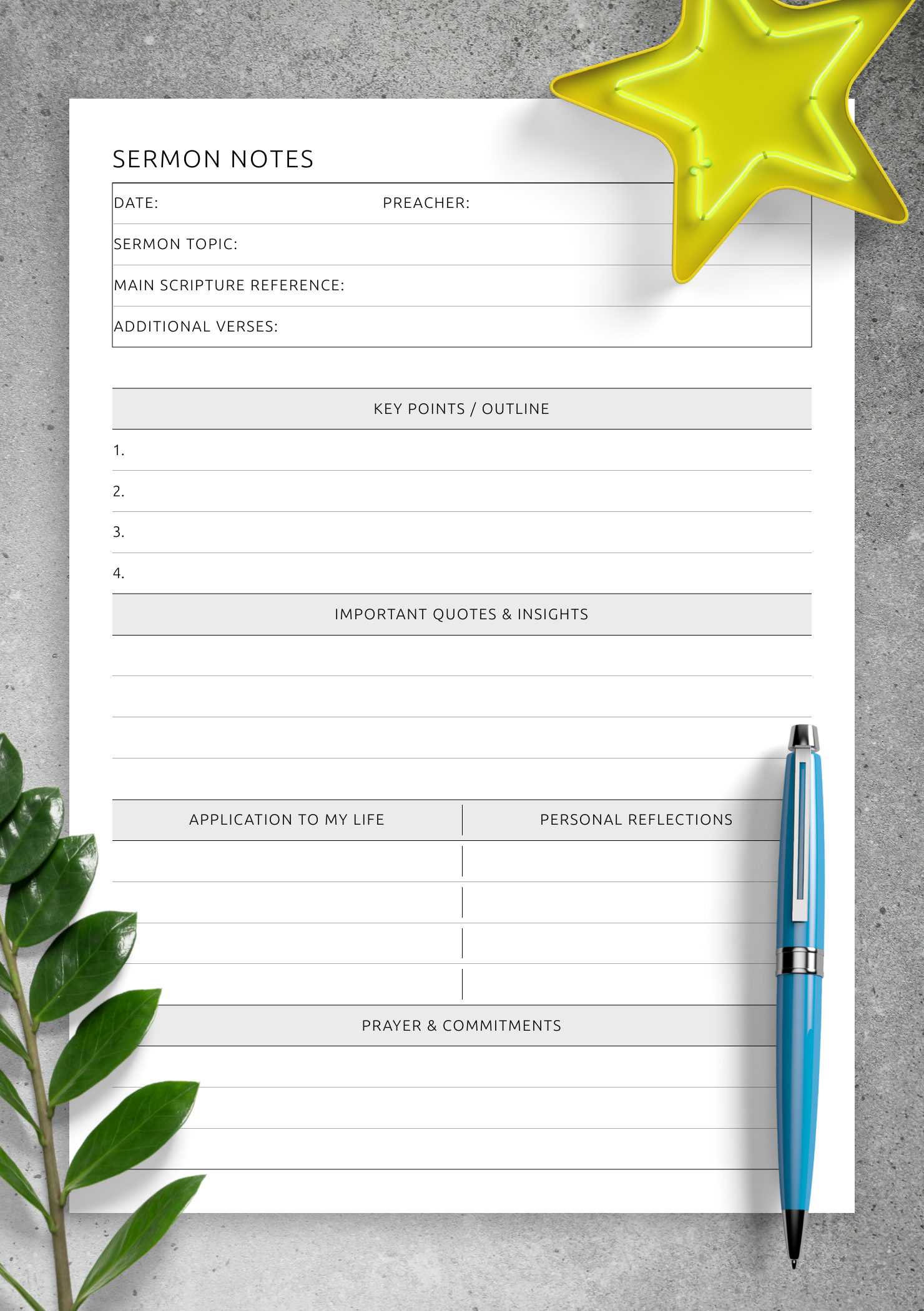Download Printable Sermon Notes Template Template PDF For Your Bible Study