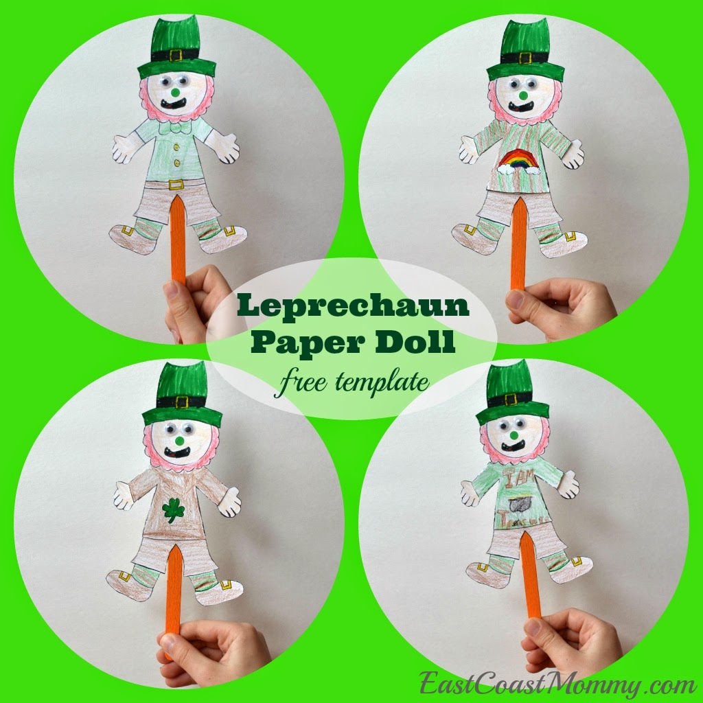 East Coast Mommy Leprechaun Paper Doll free Template 