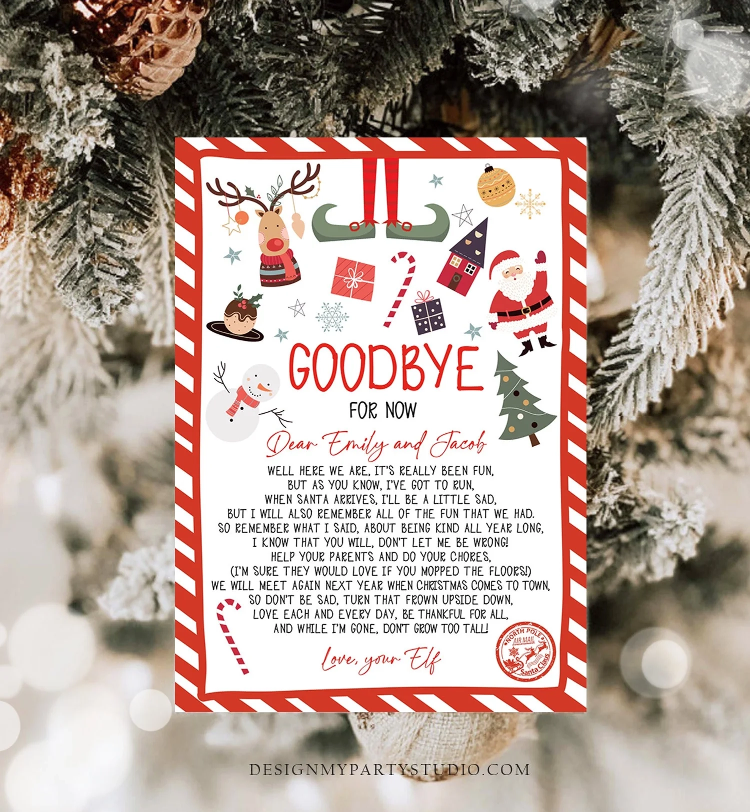 Editable Elf Goodbye Letter Departure Letter Christmas Goodbye From Yo Design My Party Studio