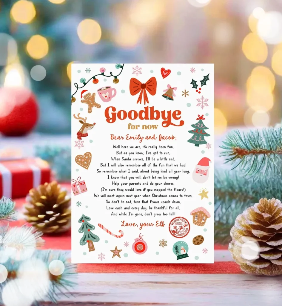 Editable Elf Goodbye Letter Departure Letter Christmas Goodbye From Your Elf Christmas Elf Santa Claus Poem Digital Template Printable 0529 Etsy